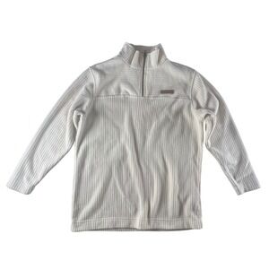 Lauren Ralph Lauren Petite Small Cream Ribbed Quarter Zip Fleece Pullover Womens